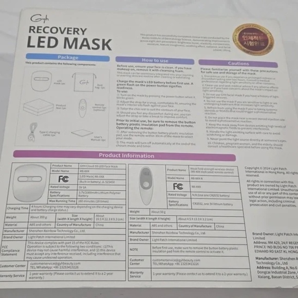 Open Box Gym Recovery LED Mask Cloud SS  Red Blue Light Face Mask - Picture 9 of 13